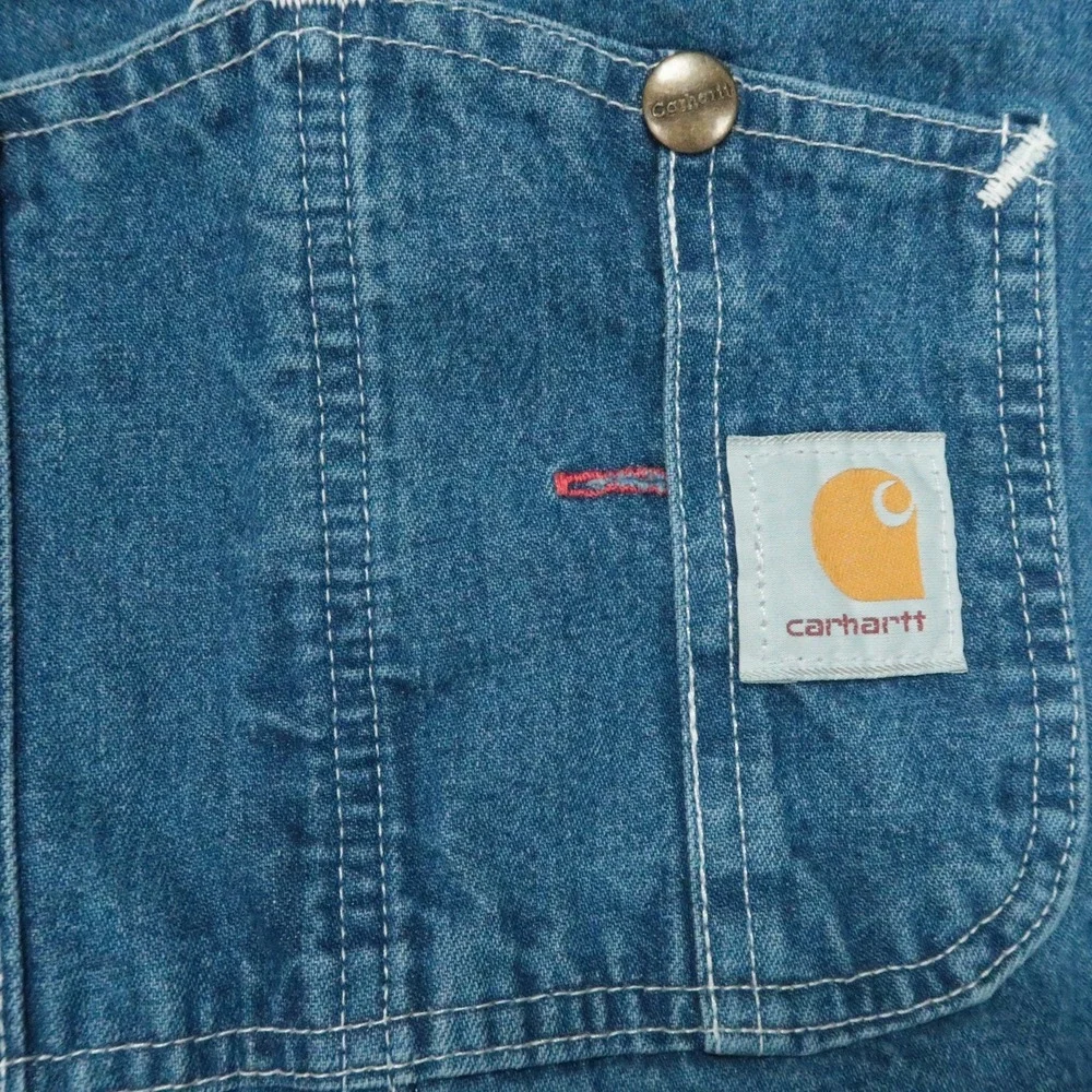 VINTAGE Carhartt Overalls Mens Blue Denim Bib Straight Leg Workwear 44x28